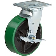 Casterhq 6" Swivel Caster, 6x2 Green Polyurethane on Iron Wheel, 1200 L HD6660-01-G